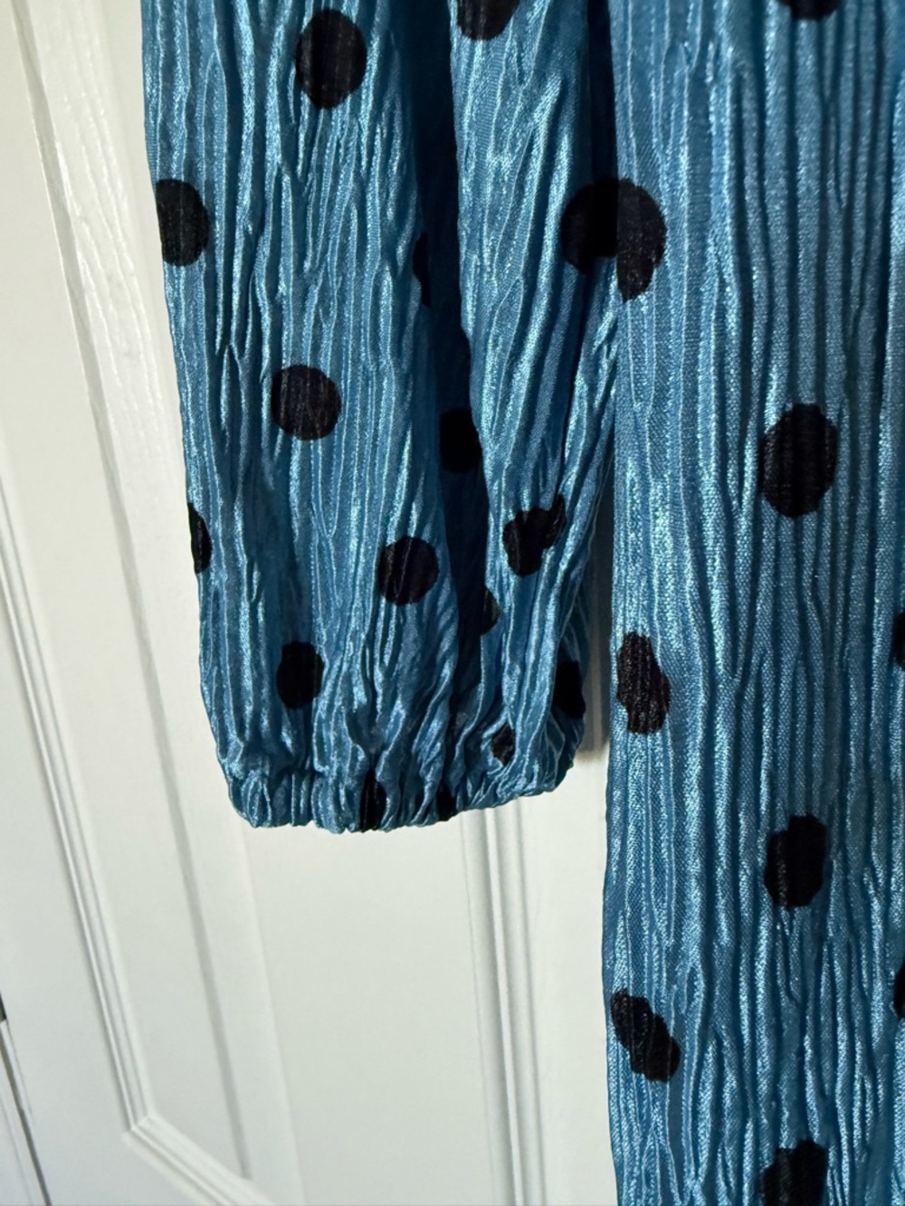 Zara Blue with Black Polka Dots Mini Dress size m - Picture 5 of 7